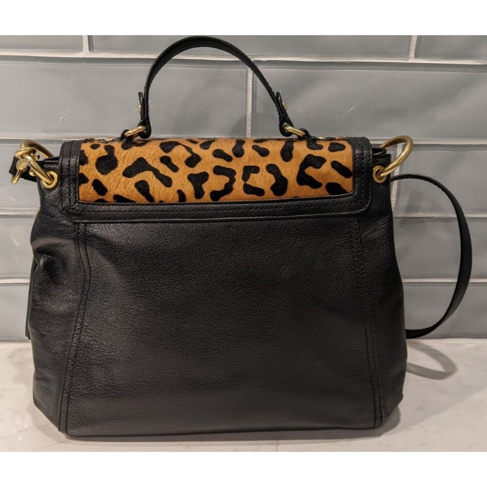 COACH Park Ocelot Haircalf Black Leather Turnlock Flap Satchel Bag - Picture 8 of 16